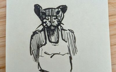 Post-It Sketch: Cat dude in a tank top